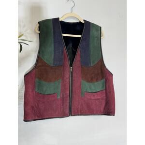 Vintage Pellaci Sheepskin Vest Patchwork Furr Lined hippie boho WESTERN USA Larg